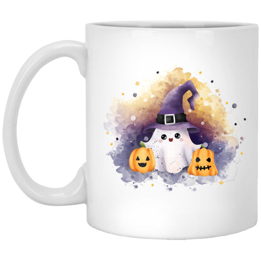 Witchy Ghost with Pumpkins Mug 11oz