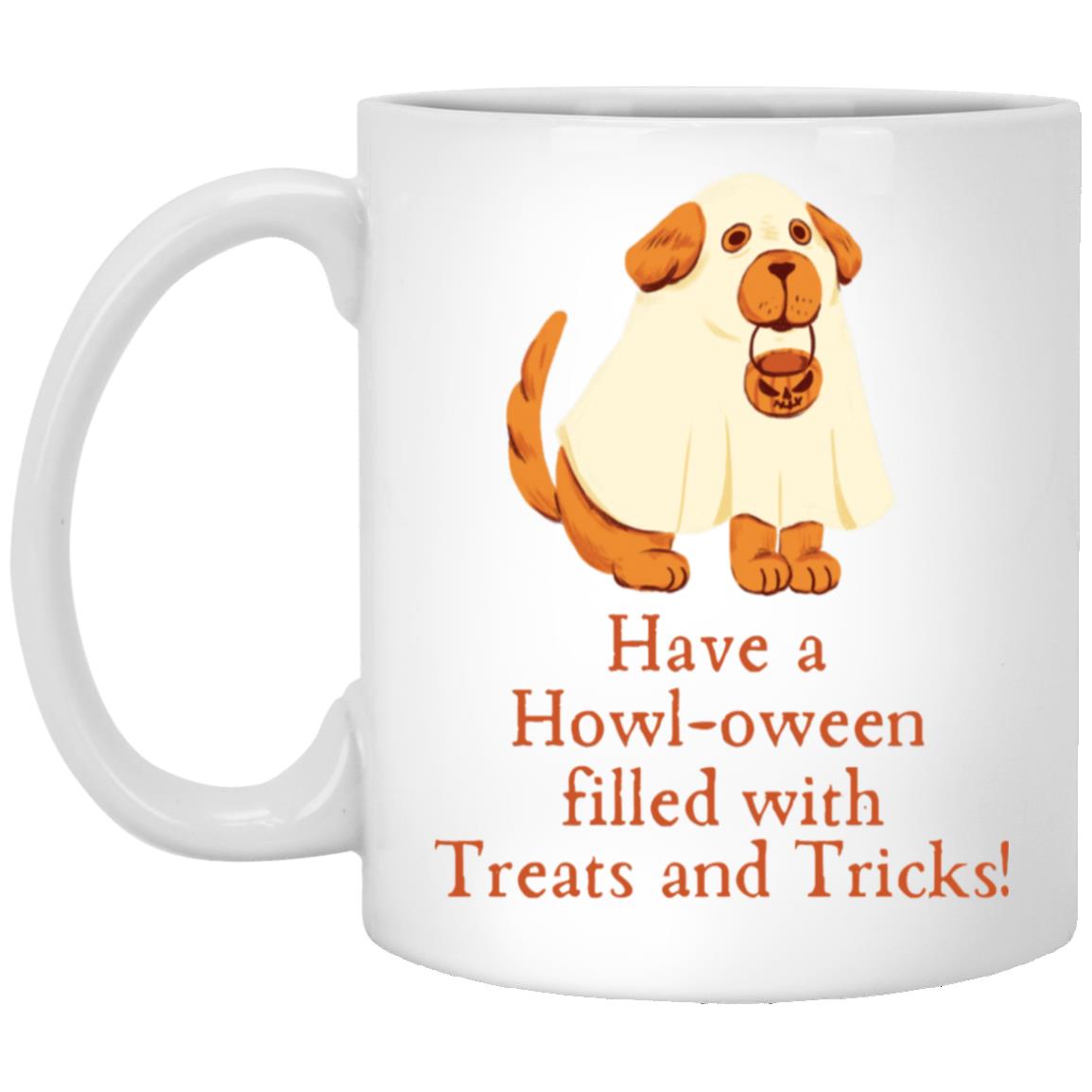 Halloween Dog in Ghost Costume Mug 11oz