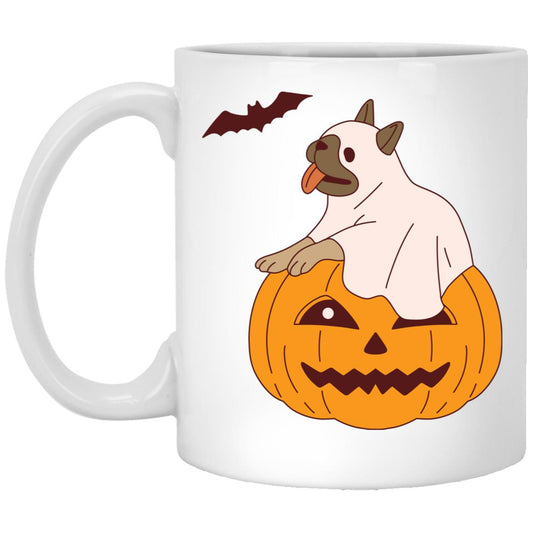 Cute Dog in Ghost Costume Mug 11oz